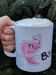 white ceramic mug, 15oz BassGirl logo